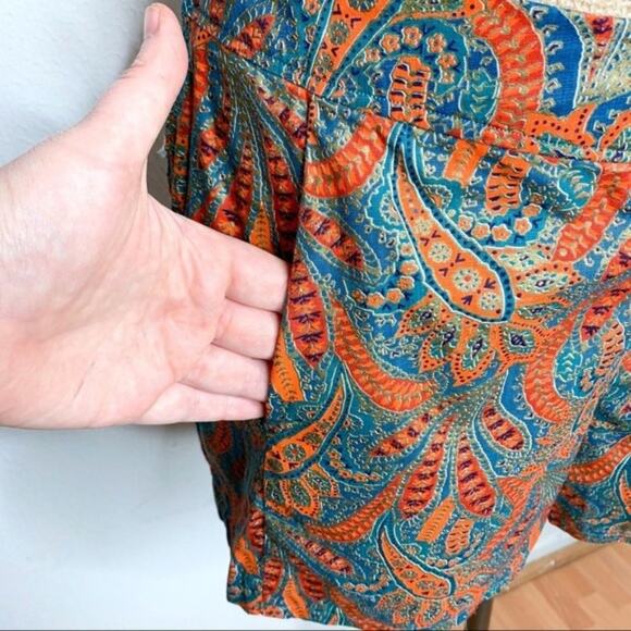 Hand Crafted Boho Paisley Print High Waist 4" Hot Shorts size 31 - Picture 5 of 5